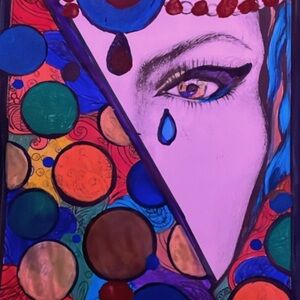 Colorful Abstract Face Mixed Media Art